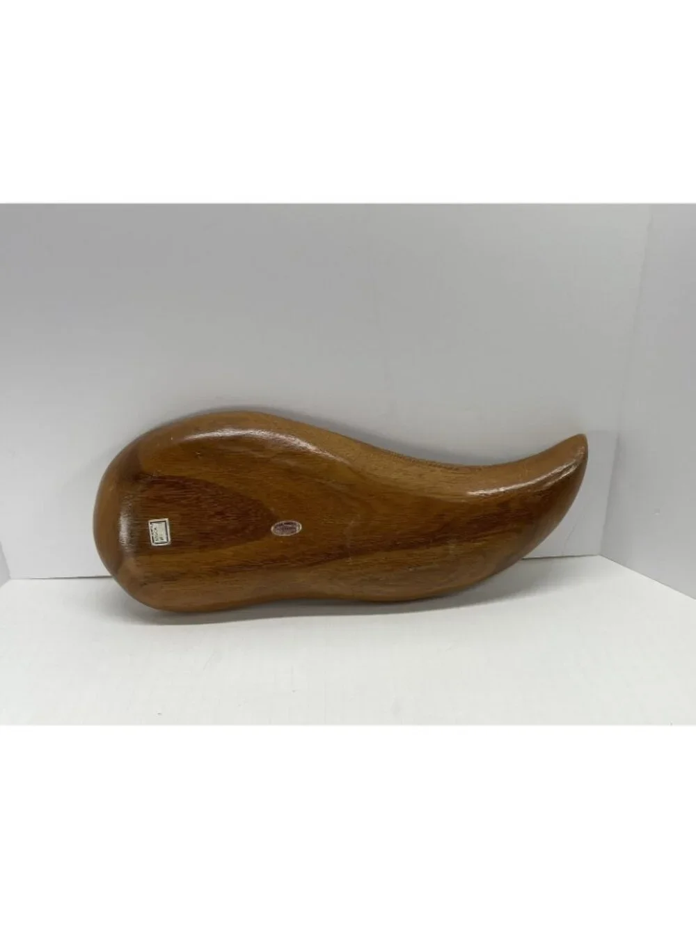 Vintage MCM Hand Carved Wood Divided Tear Drop Dish Bowl Large Teak Teardrop 60s